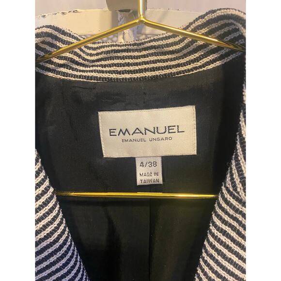 Emanuel Ungaro Blazer Black White Striped Textured 3 Button Lined size 4/38 - Picture 15 of 15